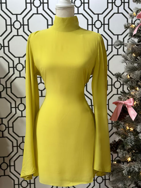 OLIVE FLARE SLEEVE MINI DRESS